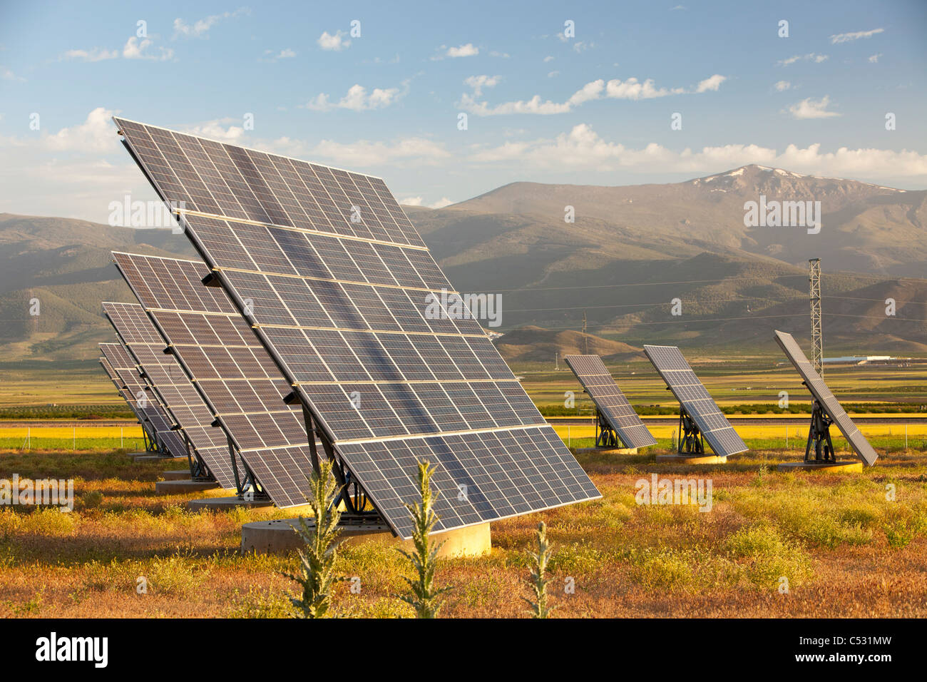 A photo voltaic solar power station near Guadix, Andalucia, Spain Stock ...