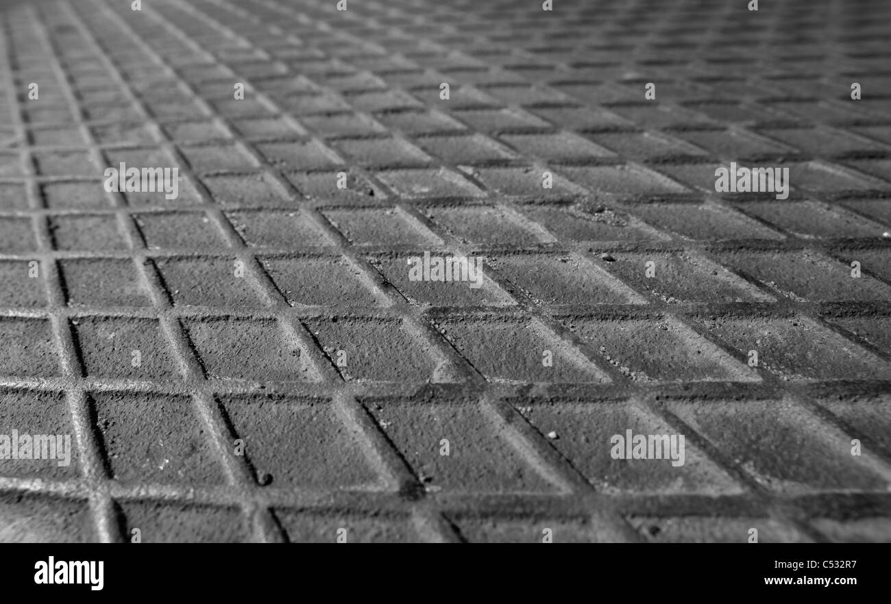 Rectangular grid on metal plate surface Stock Photo