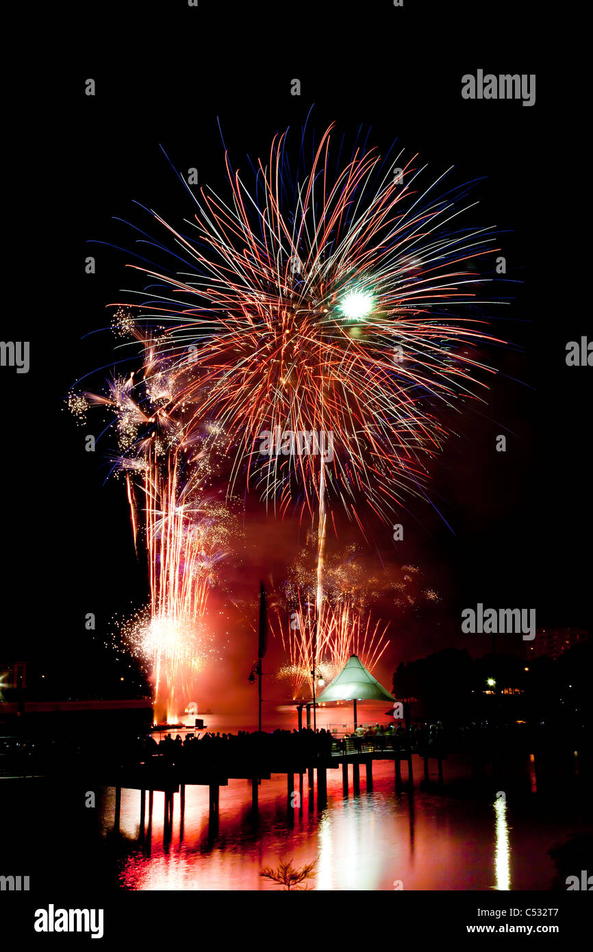 Fourth of July Fireworks, Orlando, Florida, Cranes Roost Stock Photo
