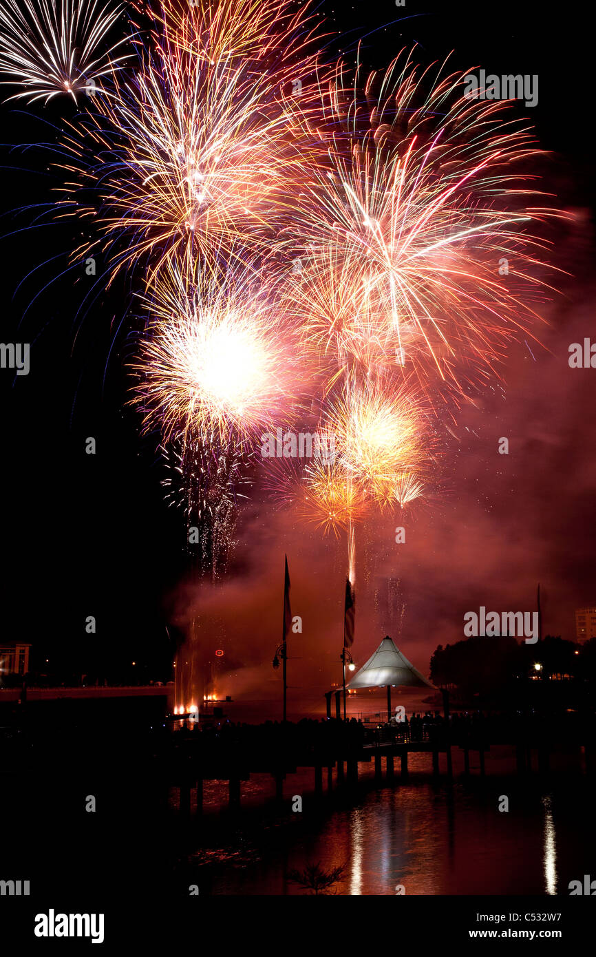 Fourth of July Fireworks, Orlando, Florida, Cranes Roost Stock Photo