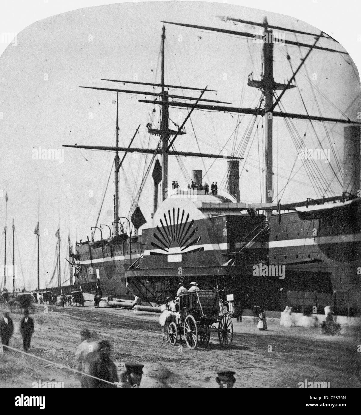SS GREAT EASTERN designed by Isambard Brunel in New York harbour in 1860 Stock Photo