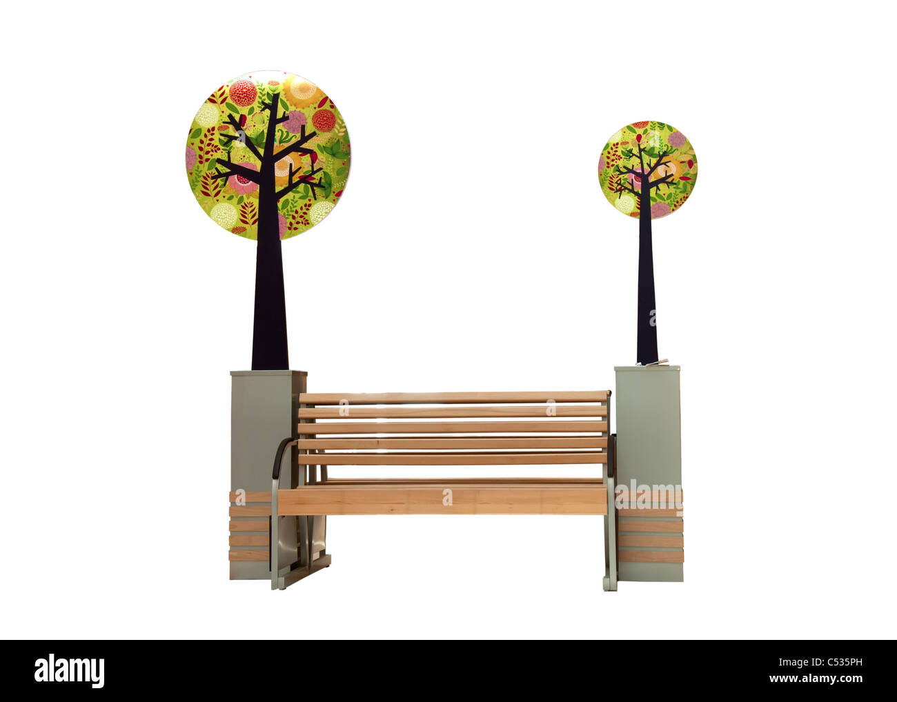 Brown bench on white background Stock Photo - Alamy