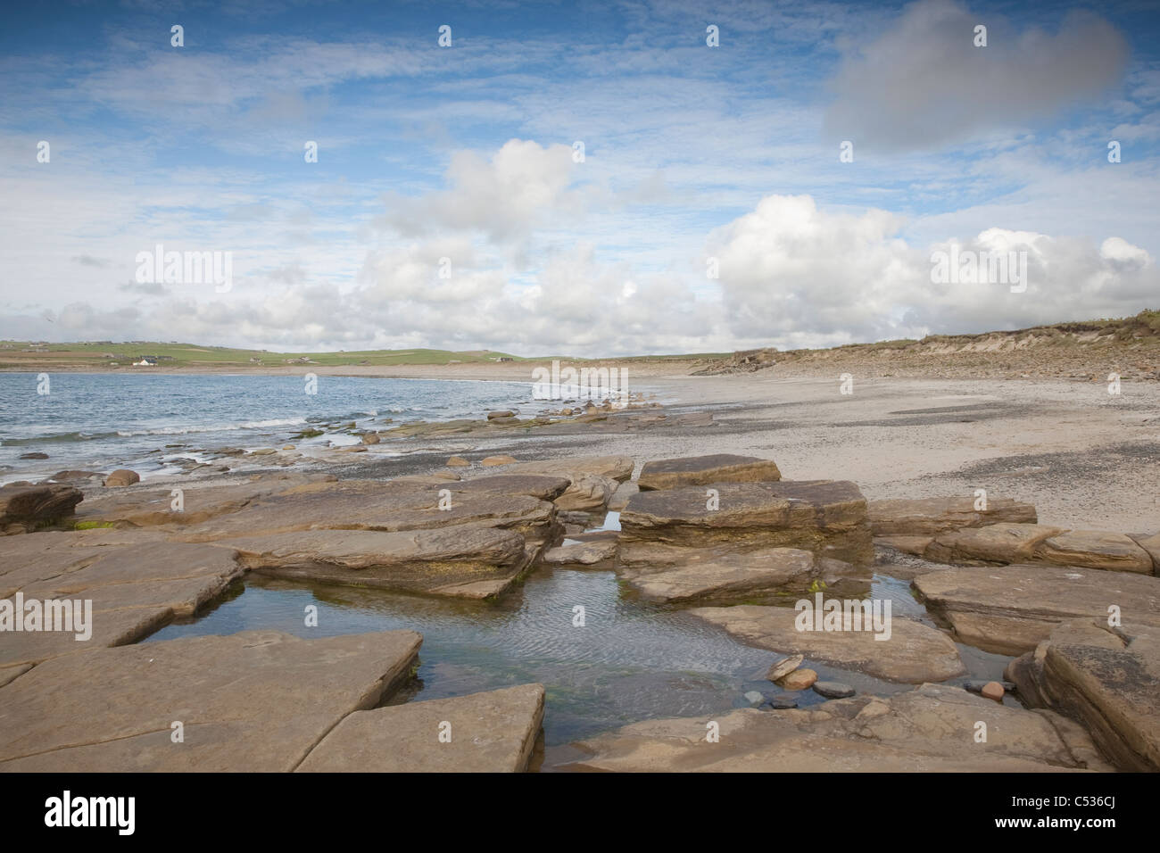 Rock Pool on Bay Skaill Beach, Orkney Islands, Scotland Stock Photo
