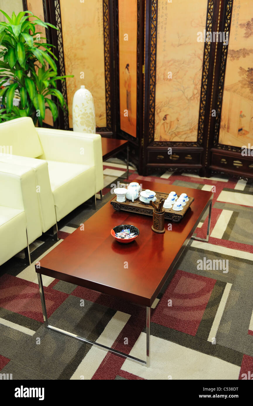 Chinese style sofa and teatable Stock Photo Alamy