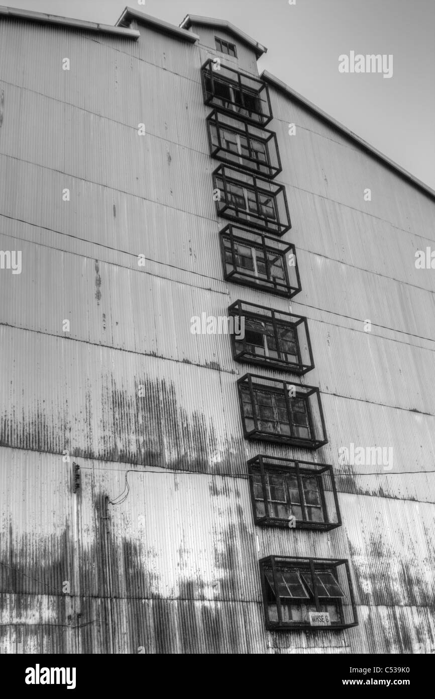 bourbon warehouse in black & white Stock Photo