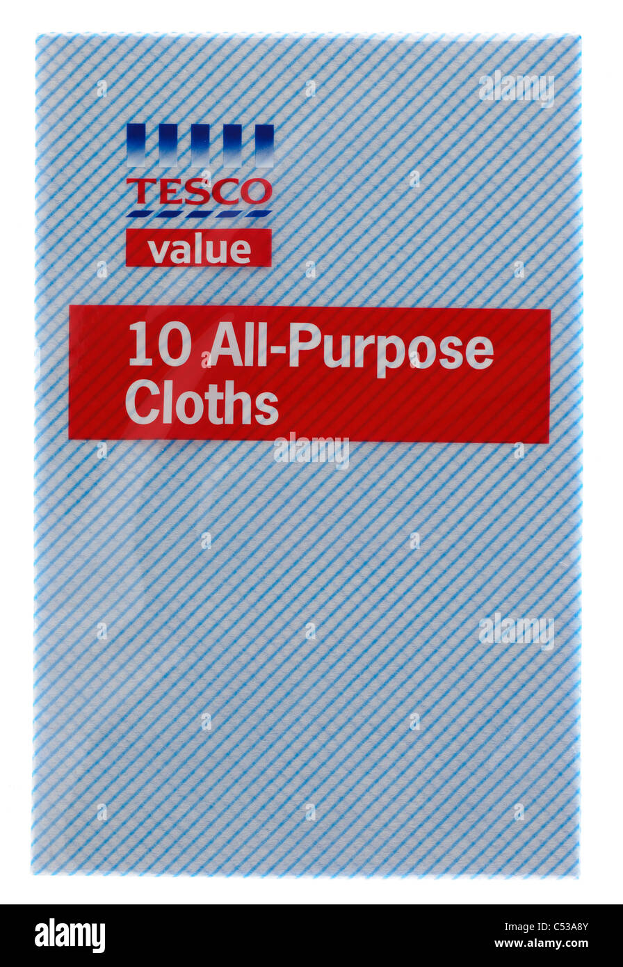 Packet of ten Tesco all-purpose paper cloths Stock Photo
