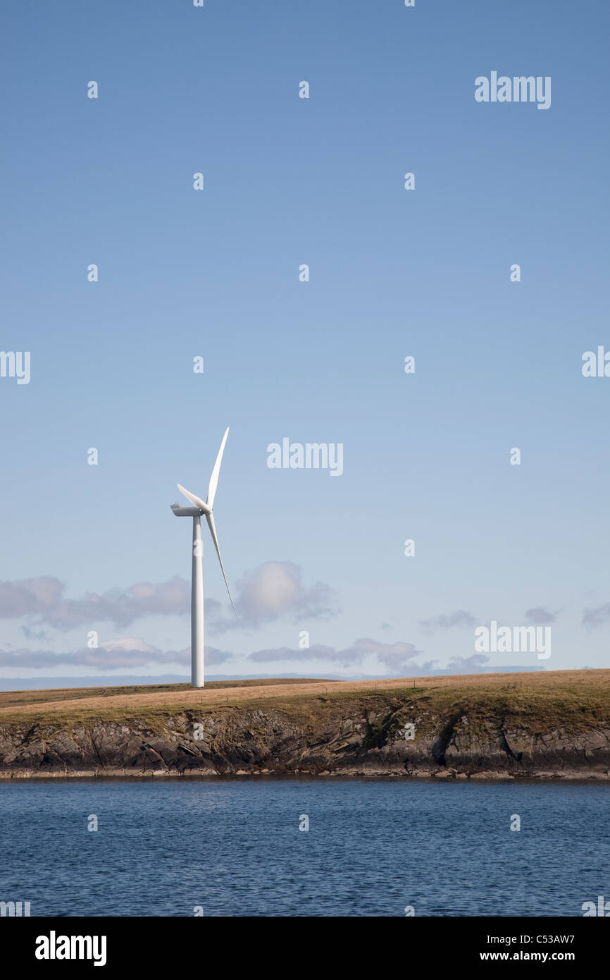Wind Turbine in the Orkney Islands, Scotland Stock Photo