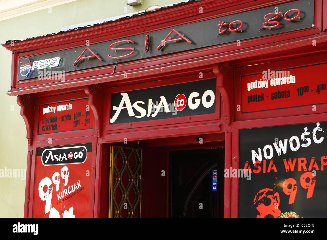 Asian food take away stall, Krakow, Poland Stock Photo Alamy