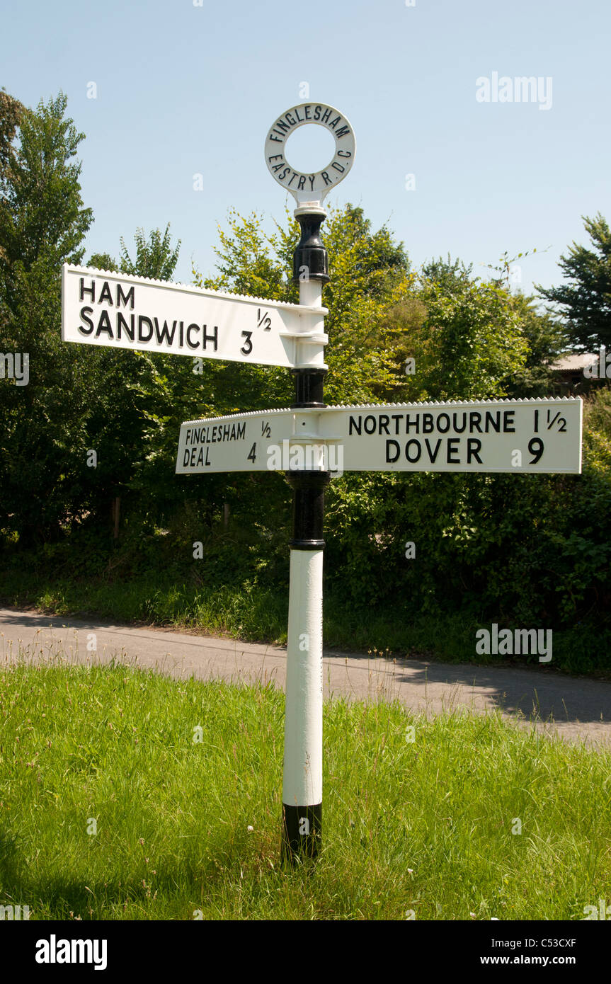 road directional sign for Ham and Sandwich Kent England UK Stock Photo