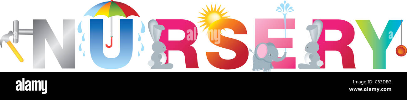 the word childrens nursery made up from childrens alphabet letters and