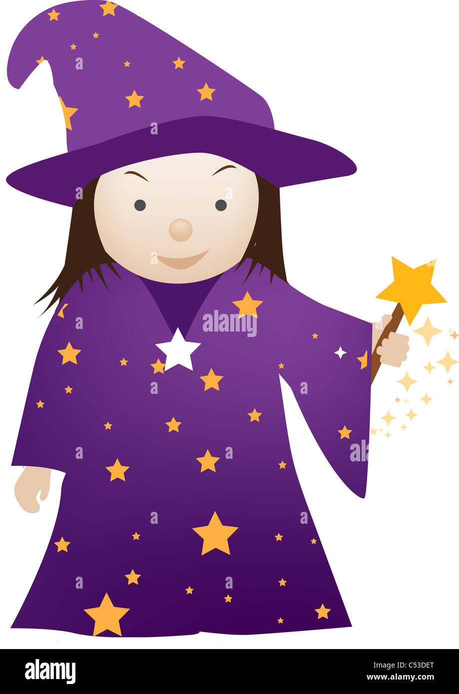 illustration of a little child dressed up as a wizard Stock Photo