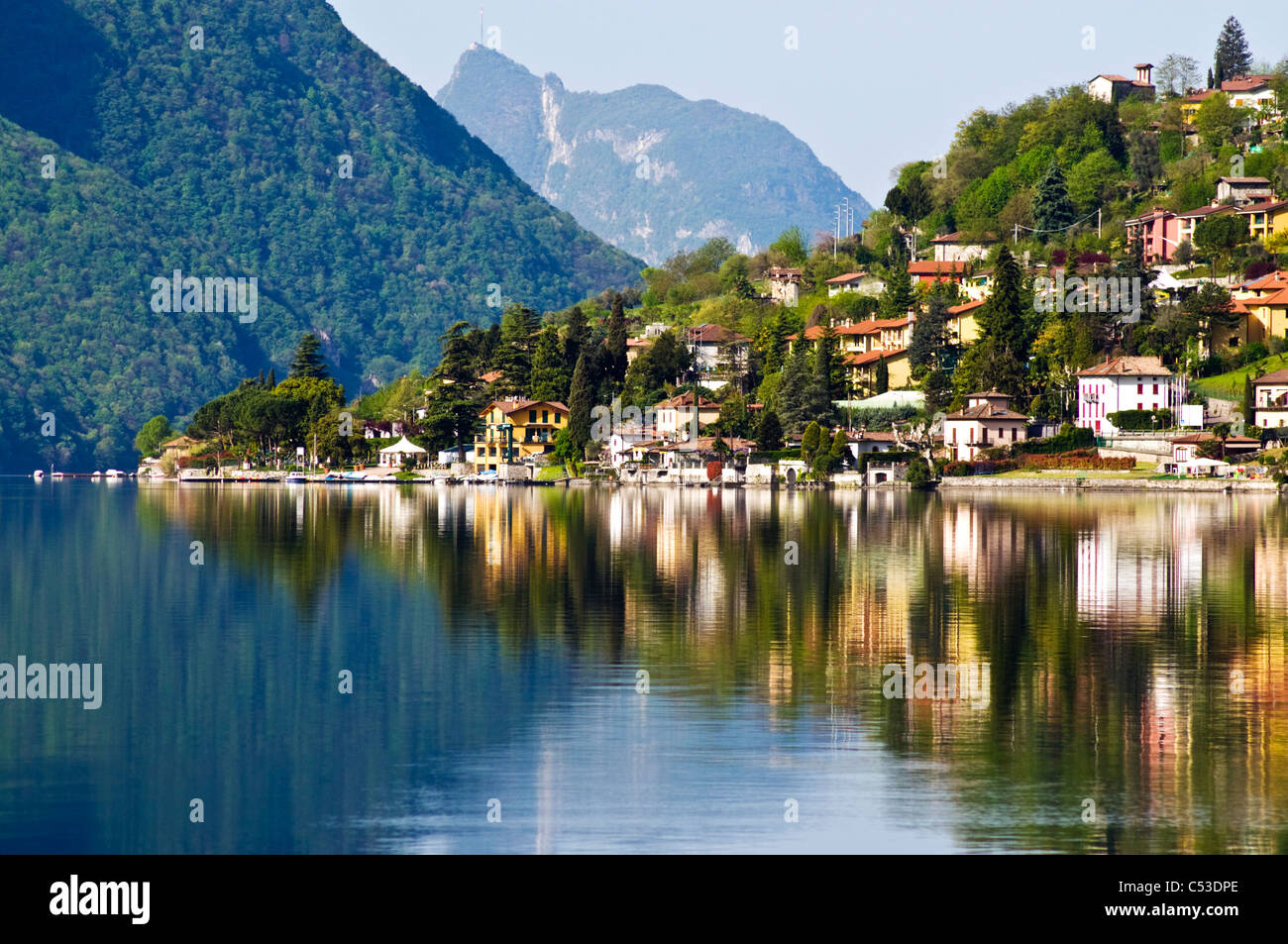 Cima on Lake Lugano shot from Porlezza Stock Photo