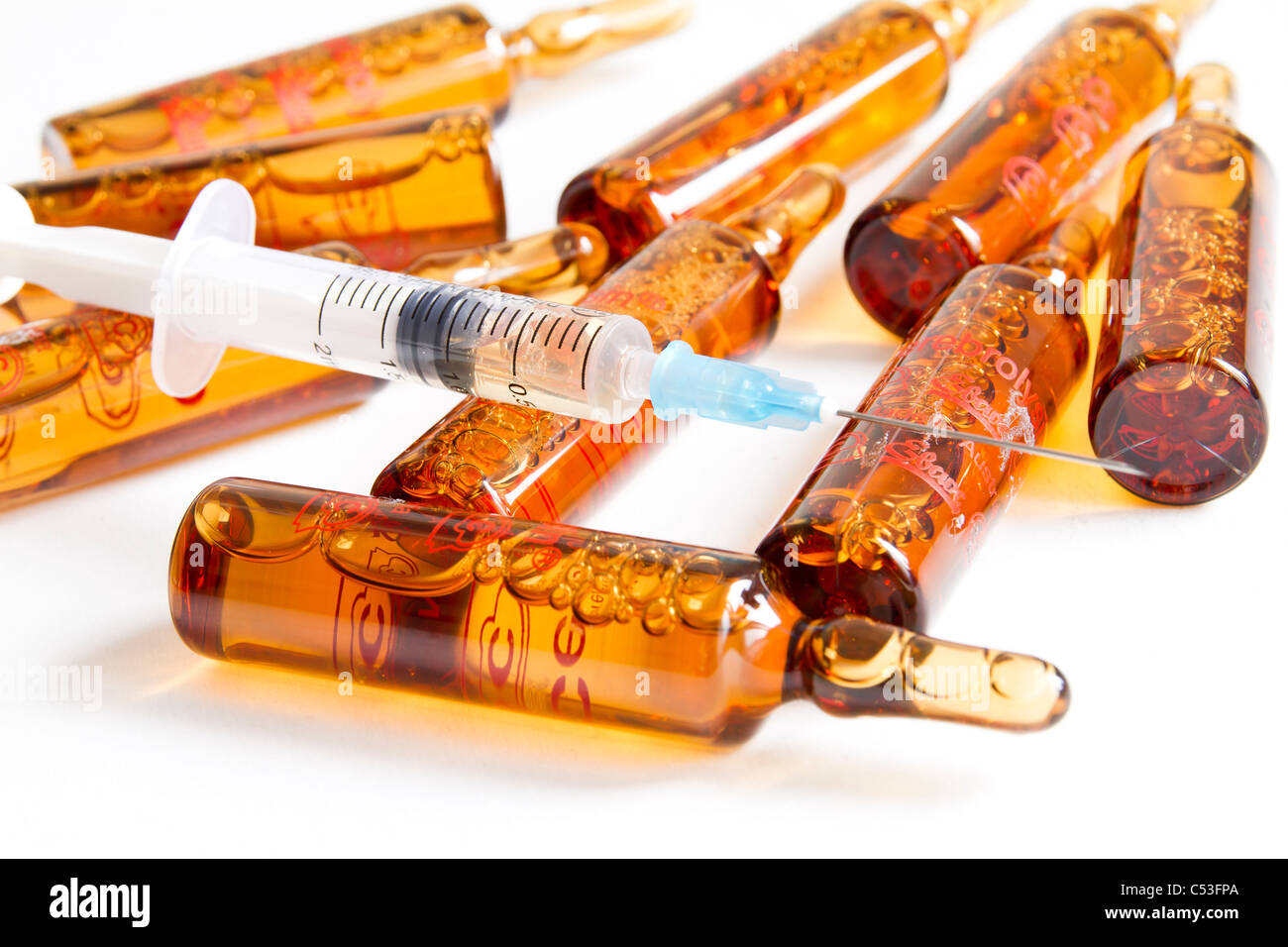 Ampoule's and syringe, isolated on white Stock Photo