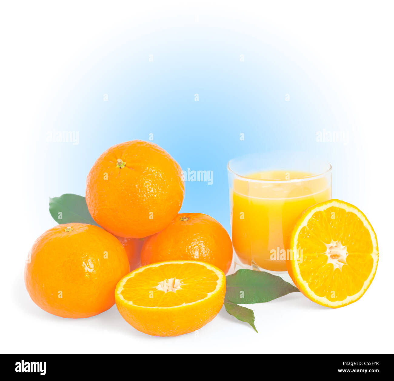 Fresh orange juice and orange fruit Stock Photo