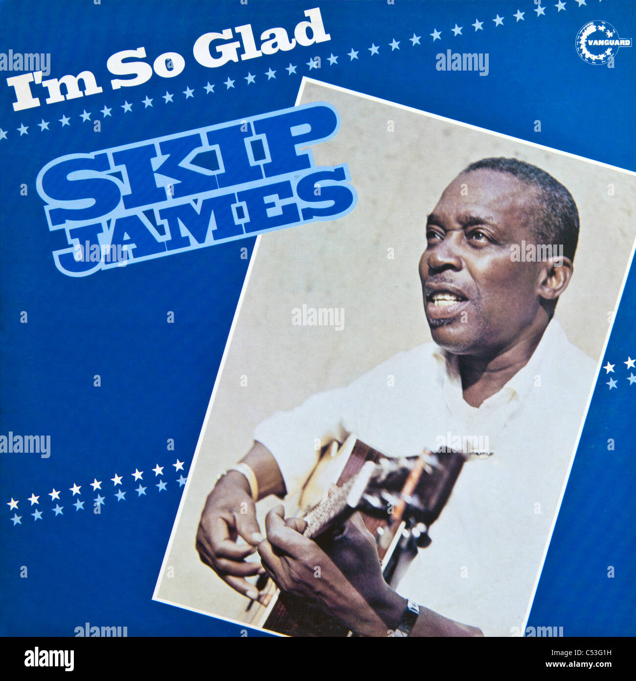 Cover of original vinyl album I'm So Glad by Skip James released 1978 on Vanguard Records Stock Photo