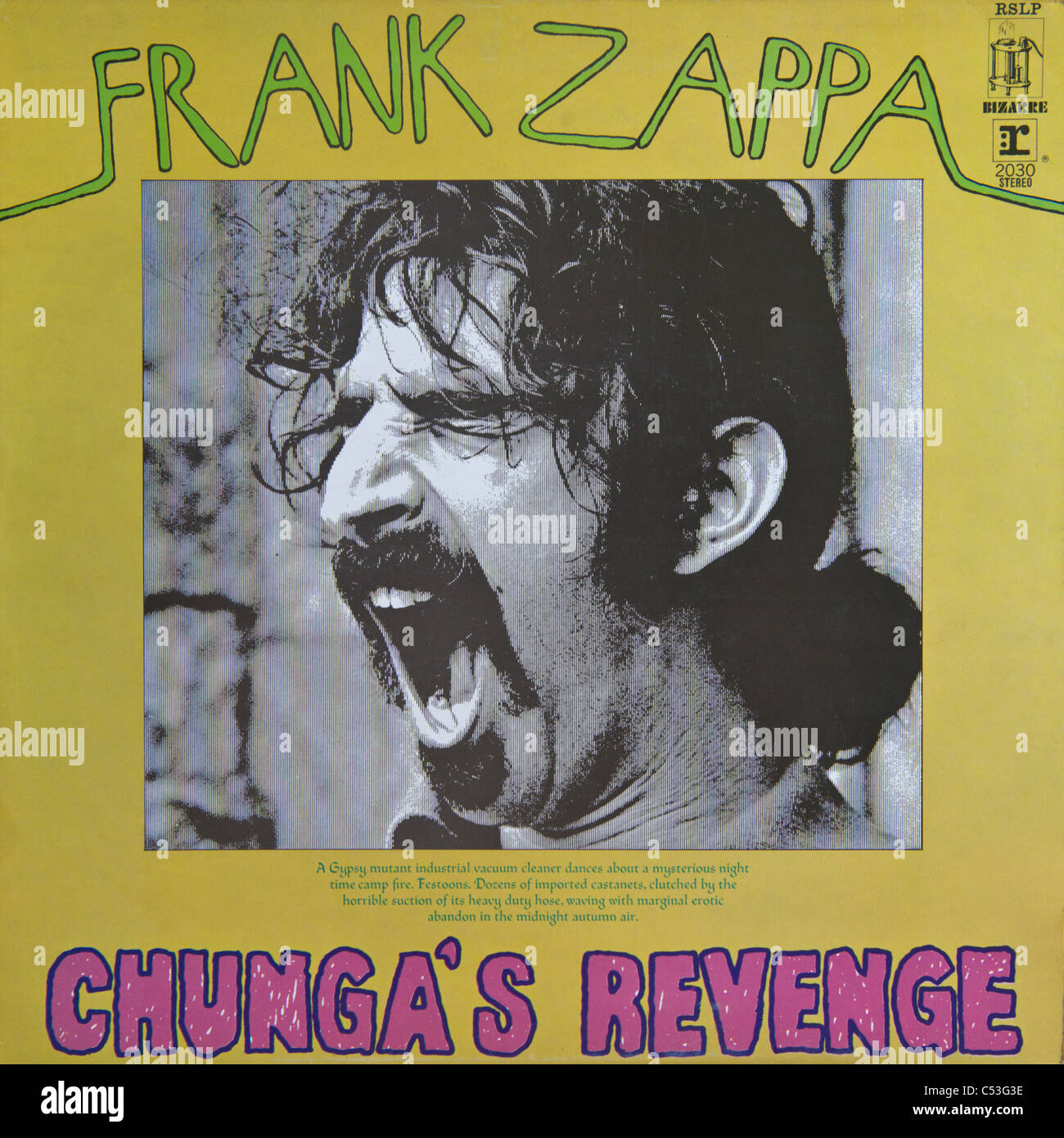 Cover of original vinyl album Chunga's Revenge by Frank Zappa released 1970 on Reprise Records Stock Photo