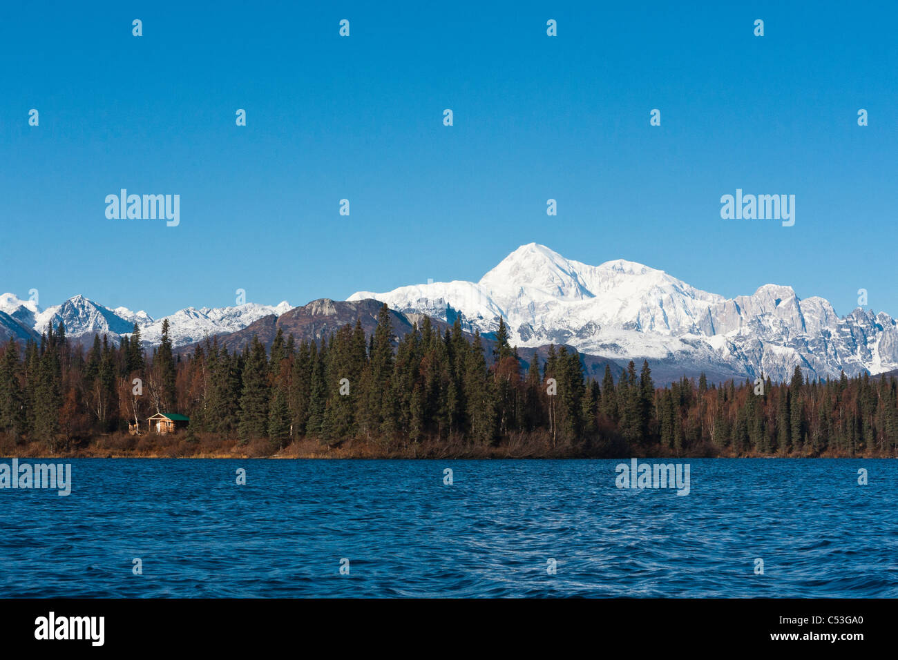 Scenic view of the southside of Mt. McKinley with Byers Lake in the
