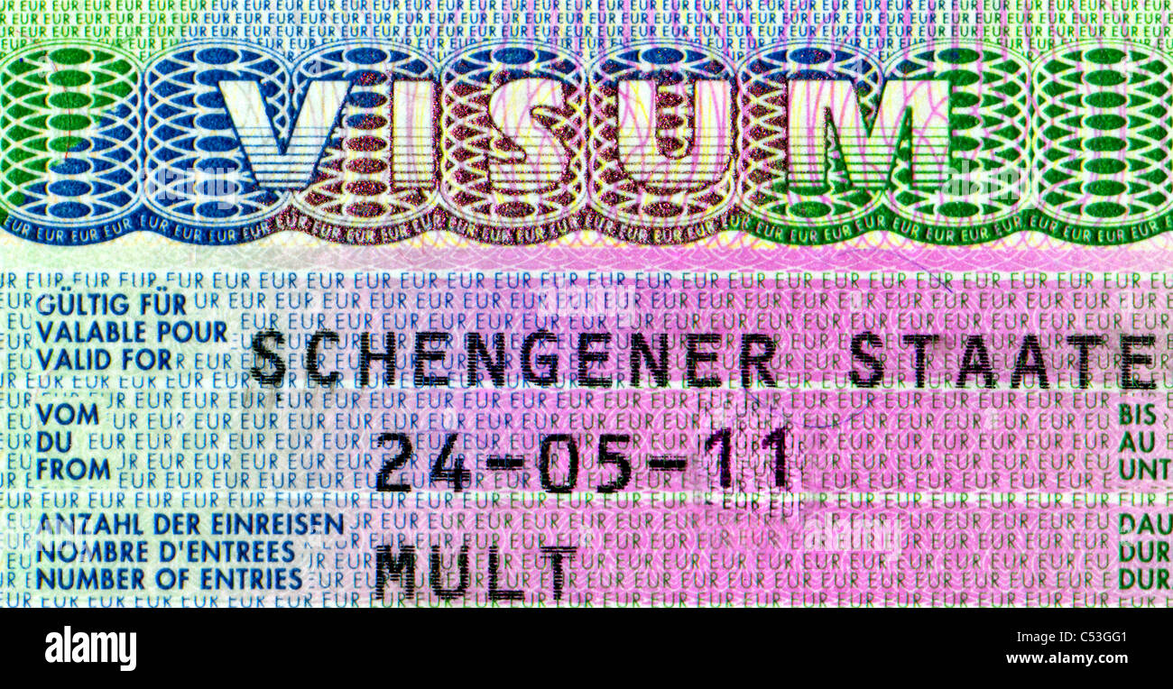 Closeup Element of the Schengen visa of Ukraine passport Stock Photo - Alamy
