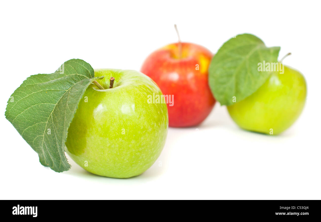 Green and red apples isolated on white background Stock Photo - Alamy