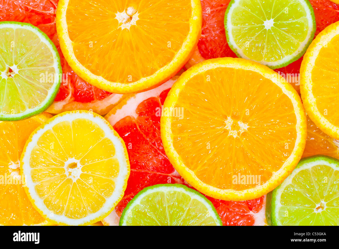 Mixed citrus fruit background Stock Photo