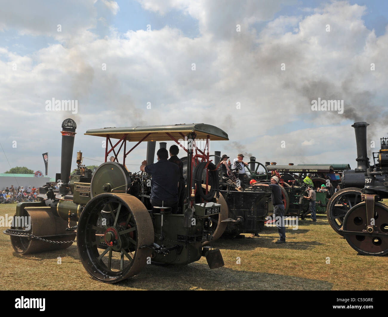 Steam traction engines at Hollowell Steam Rally,Northampton. Stock Photo