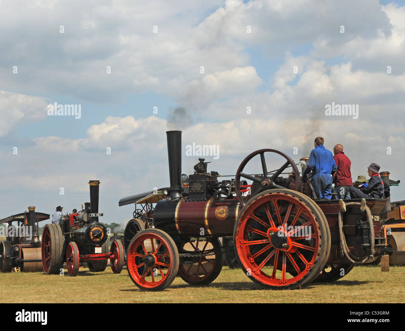 Steam traction engines at Hollowell Steam Rally. Stock Photo