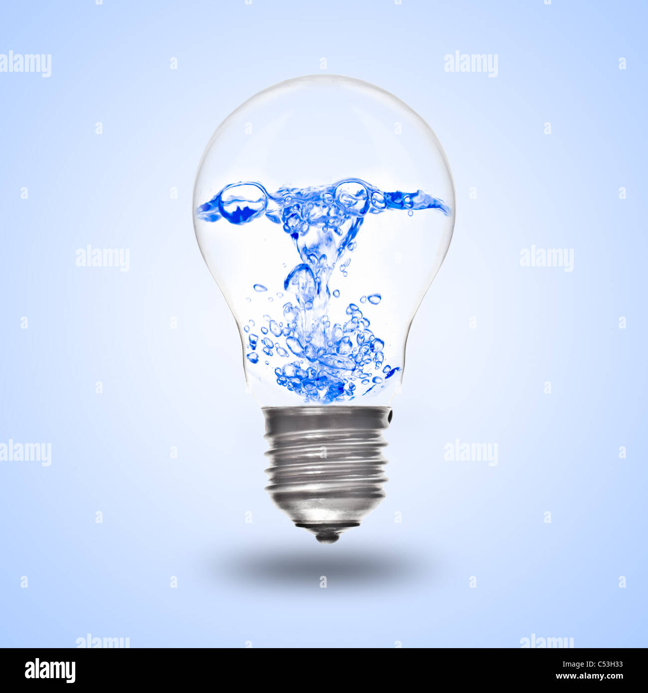 Light bulb with water inside. Concept of renewable energy Stock Photo ...