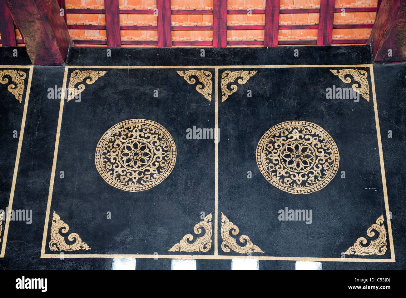 Hangings at Wat Chedi Luang, Chiang Mai, Thailand Stock Photo
