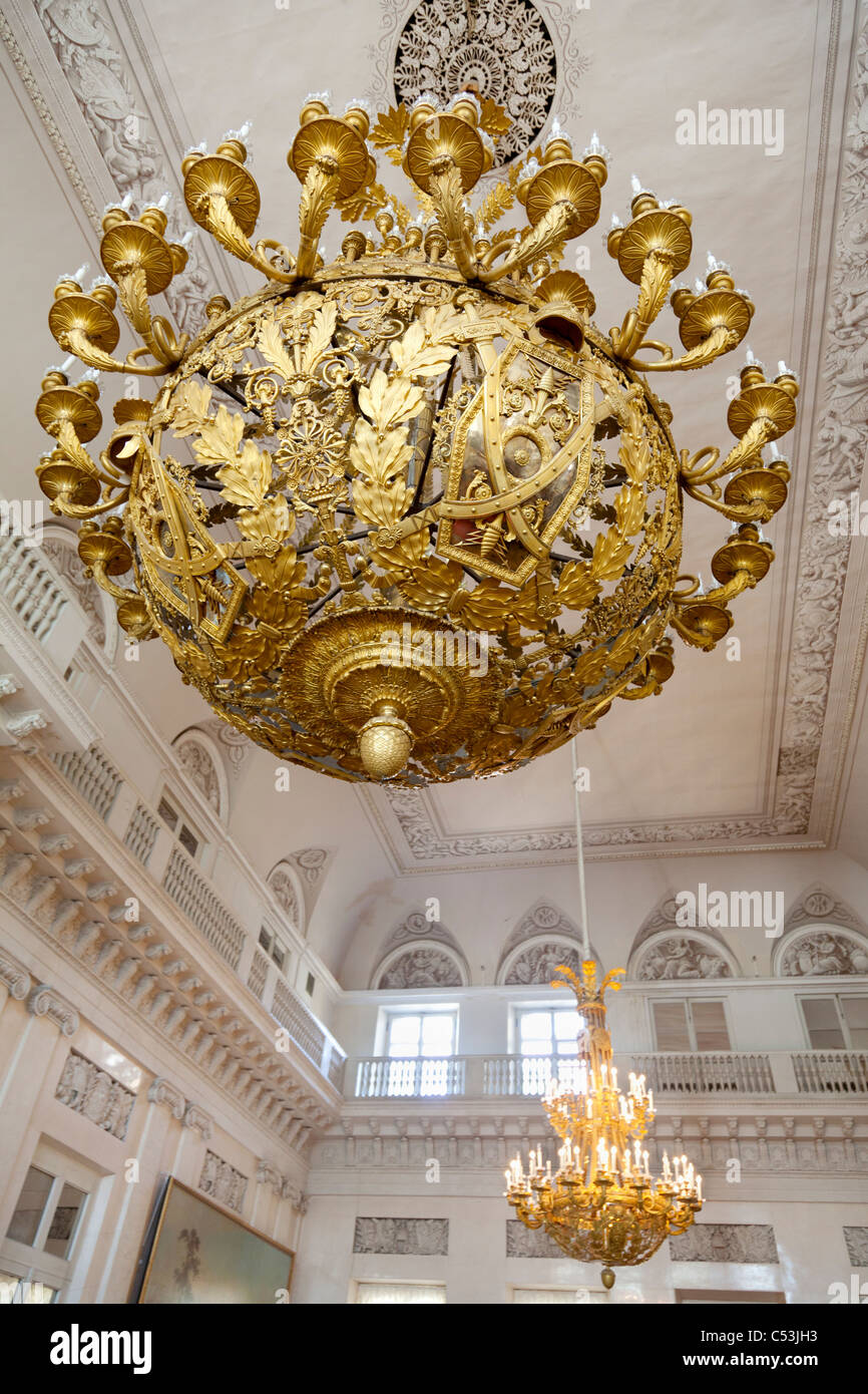Hermitage Palace, St Petersburg, Russia - chandeliers Stock Photo