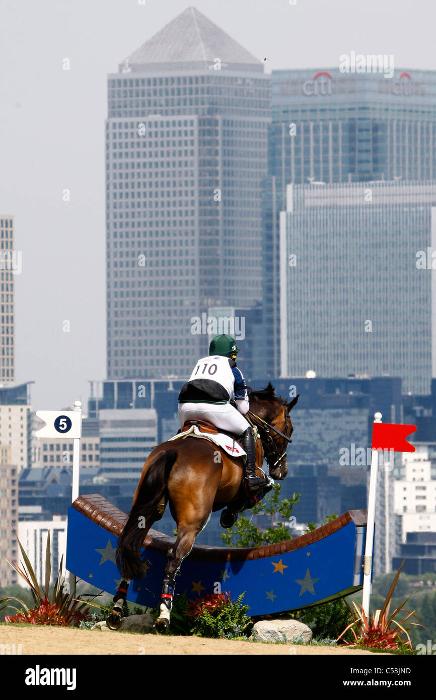 Equestrian, The cross country phase of the pre Olympic 2012 test event held in The Royal Greenwich Park London Stock Photo