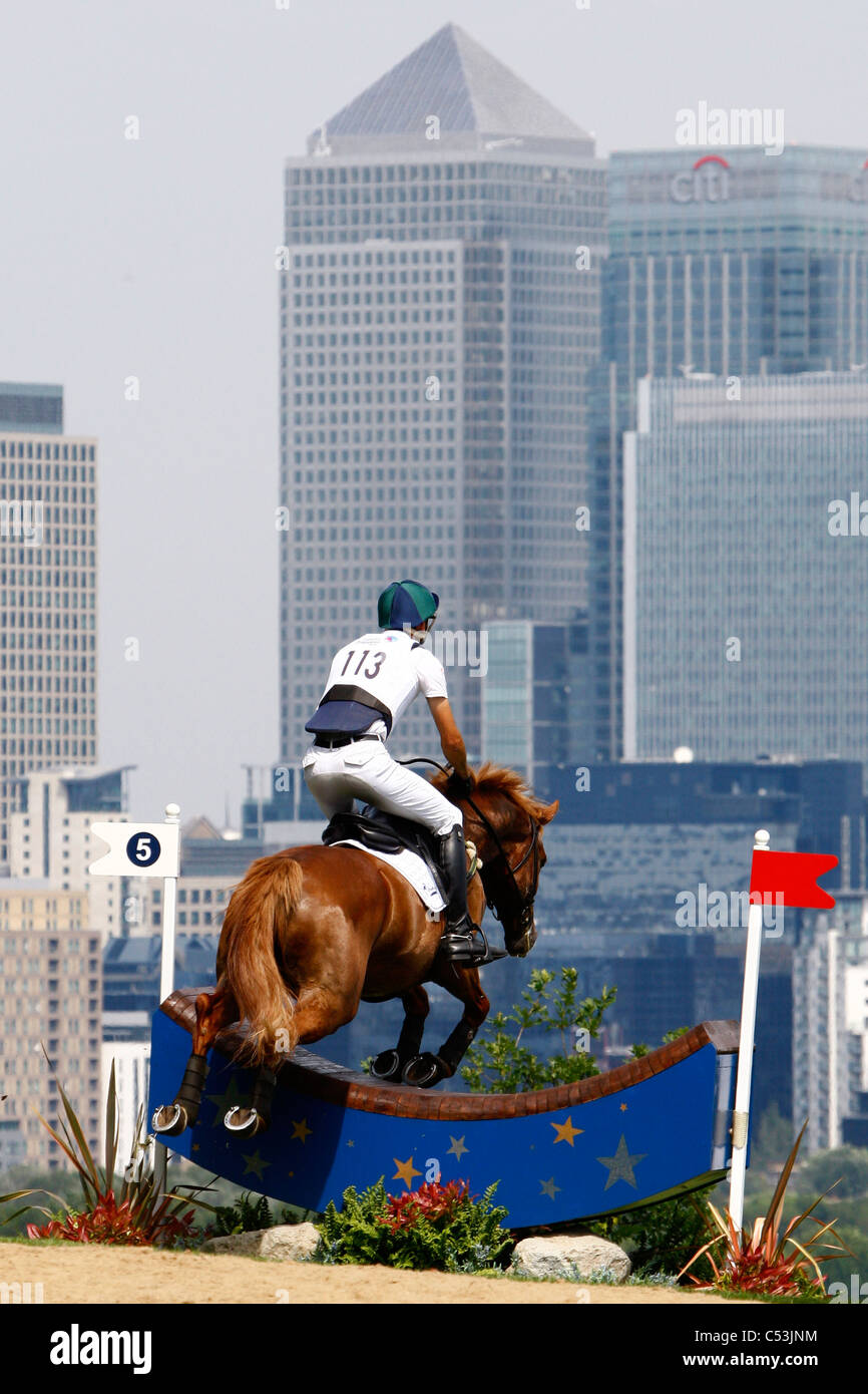 Equestrian, The cross country phase of the pre Olympic 2012 test event held in The Royal Greenwich Park London Stock Photo