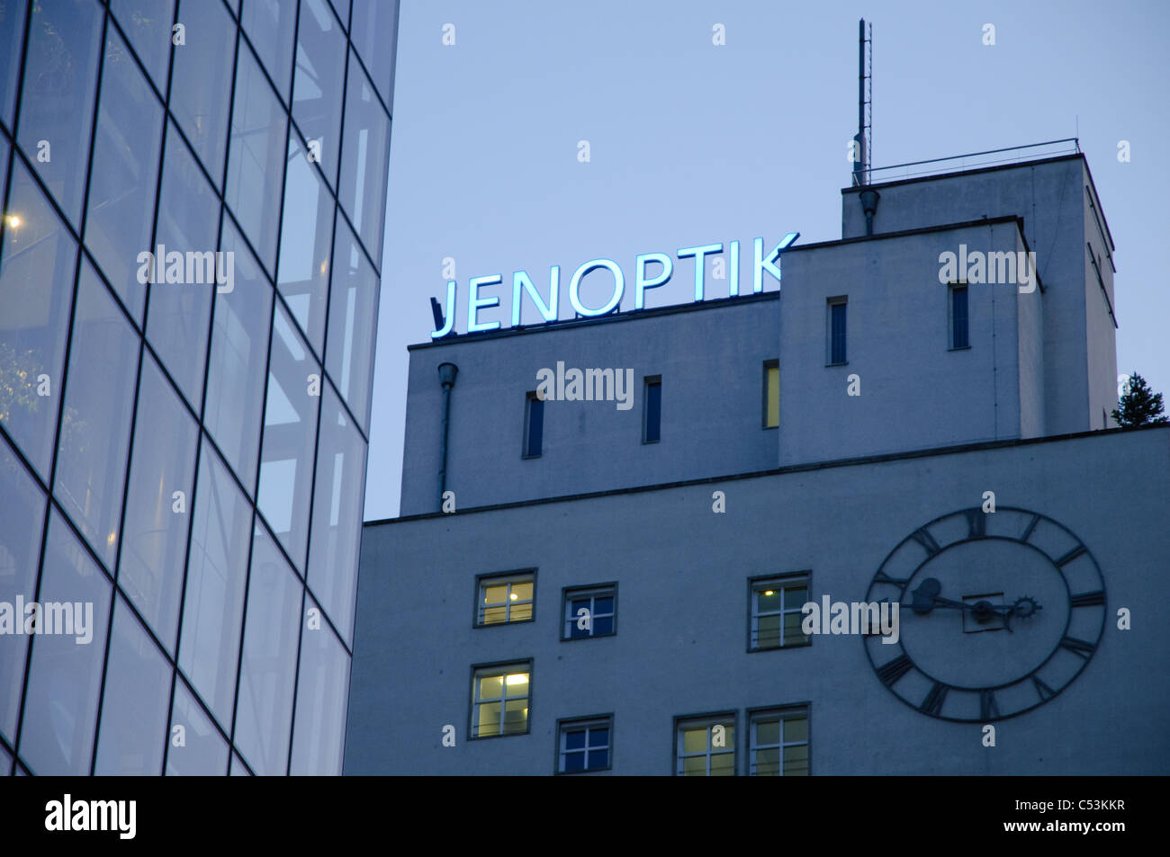 Jenoptik Company In Evening Light The Former Main Works Of Zeiss Stock Photo Alamy
