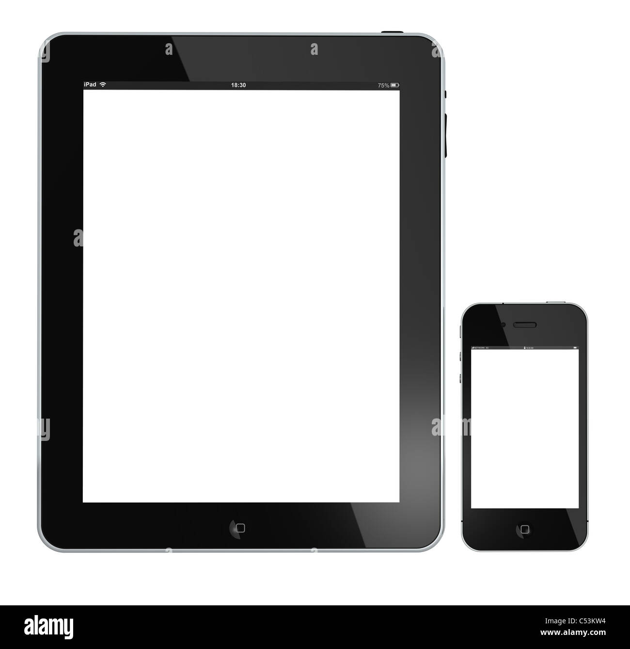New Apple iPad portable computer tablet and iphone 4s Stock Photo