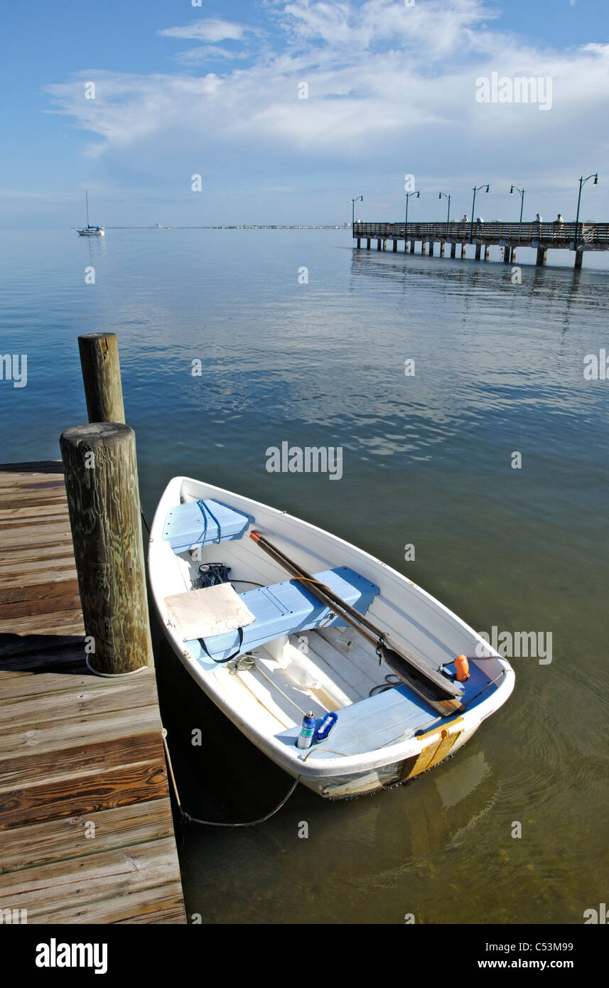 Indian River Lagoon IRL rowboat on dock Jensen Beach Causeway Florida Stock Photo Alamy