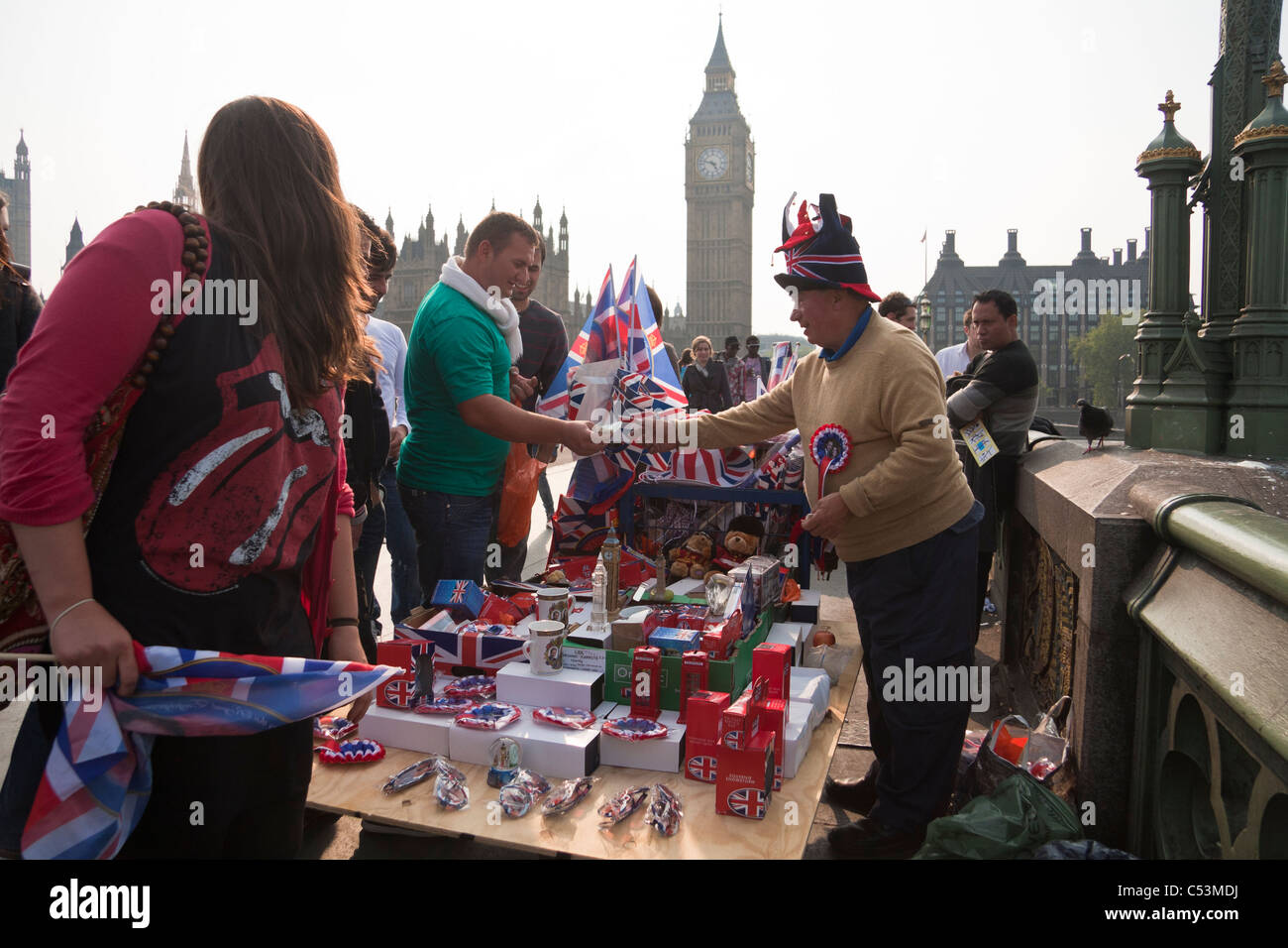 UK merchandising stall for the Royal Wedding celebration Stock Photo