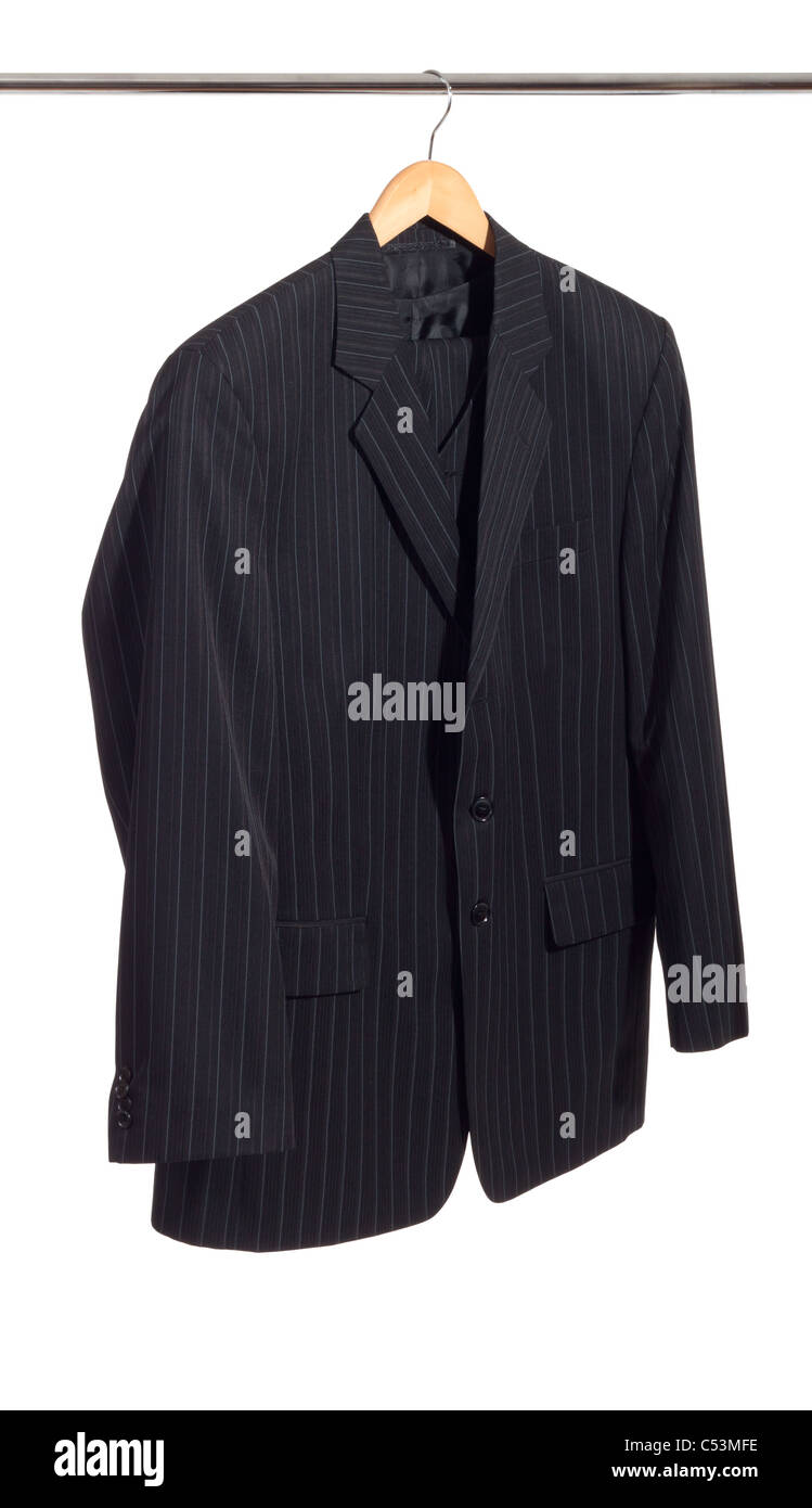 Men's suit on the rack, isolated on white Stock Photo - Alamy