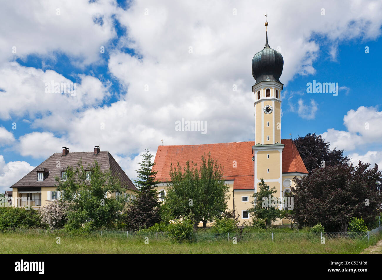 Roman Catholic parish church 'sacred blood' Rosenheim Bavaria Germany Europe Stock Photo