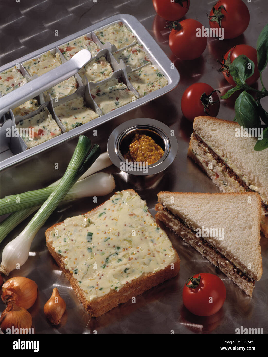 Sandwich with herb mustard butter Stock Photo Alamy