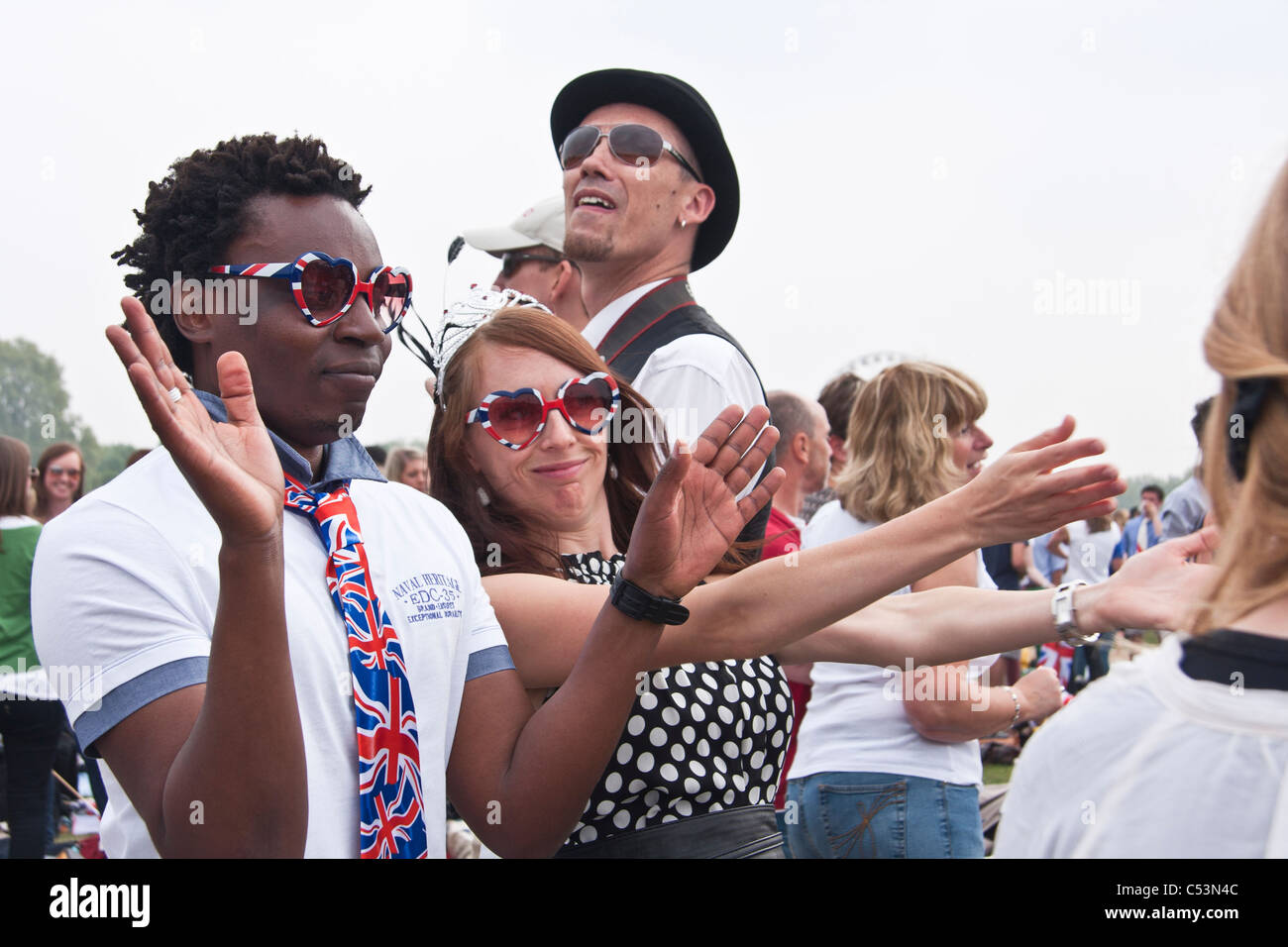 People celebrating the Royal Wedding in Hyde Park Stock Photo