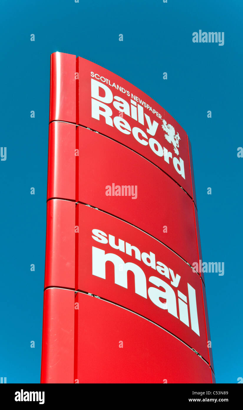 Signage visible outside the Headquarters of the Daily Record/Sunday