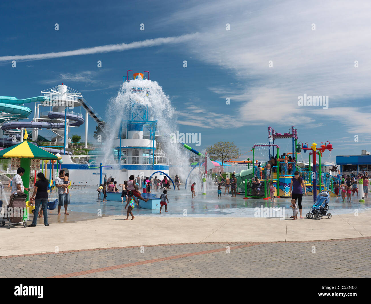 People at Ontario Place waterpark. Toronto, Ontario, Canada 2011. Stock Photo