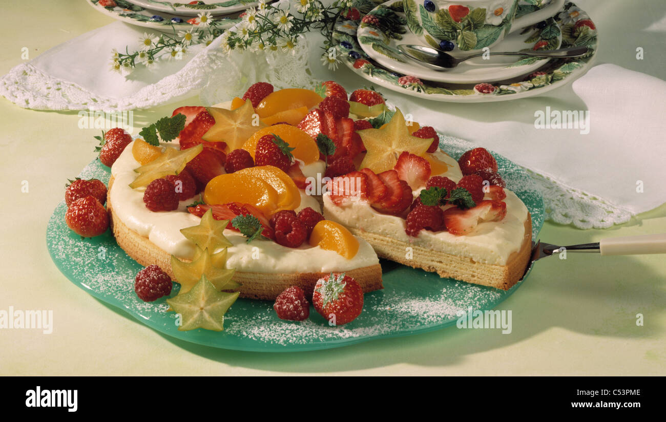 Layered cake with chocolate glaze Stock Photo Alamy