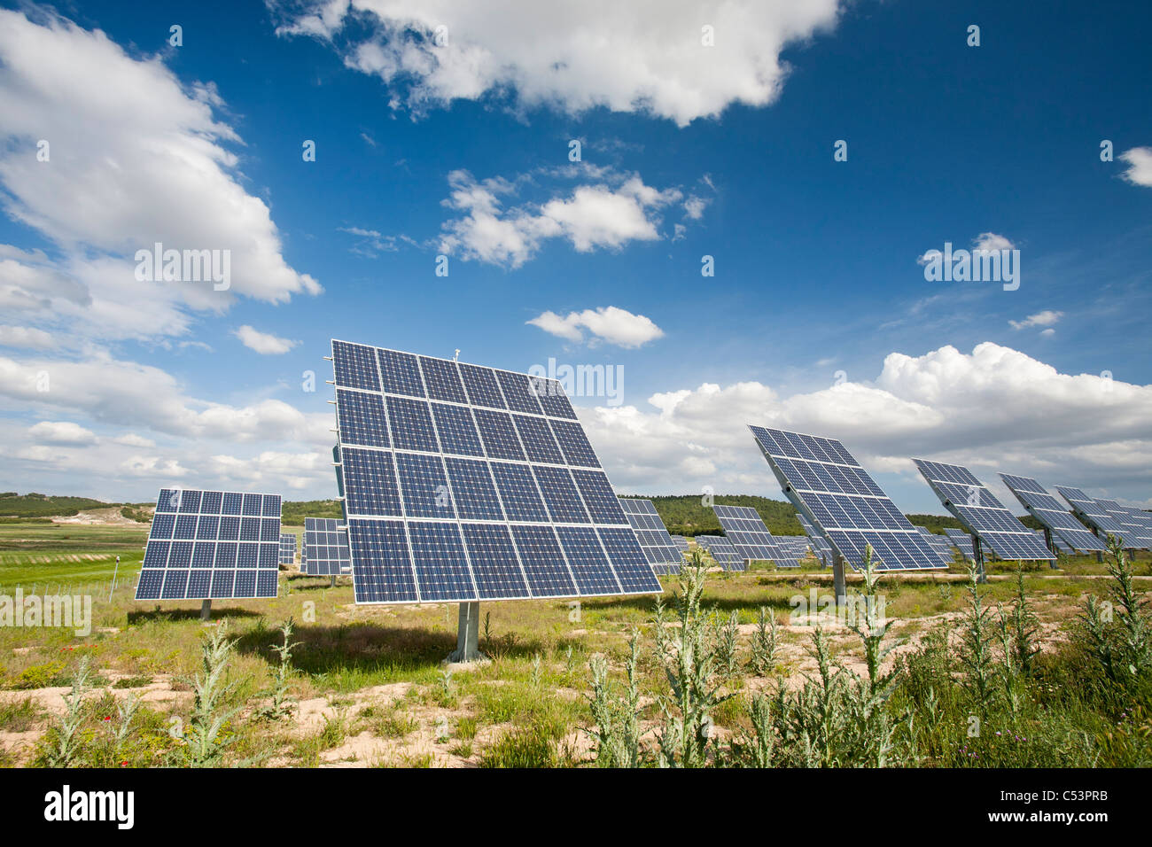 A photo voltaic solar power station near Caravaca, Murcia, Spain Stock ...