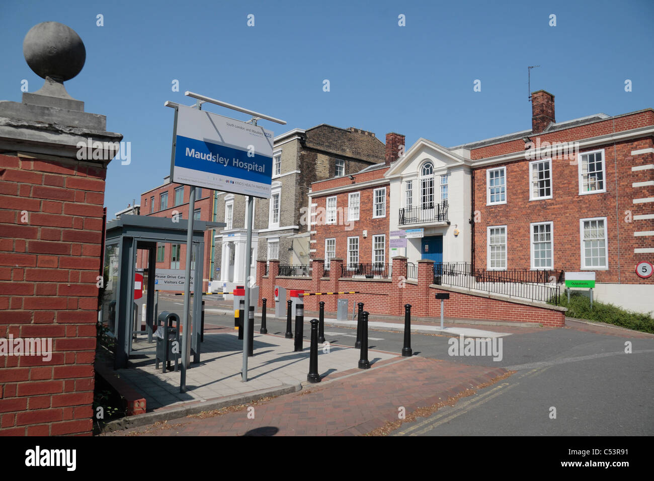 Entrance to the Maudsley Hospital, Denmark Hill, London, UK. Stock Photo