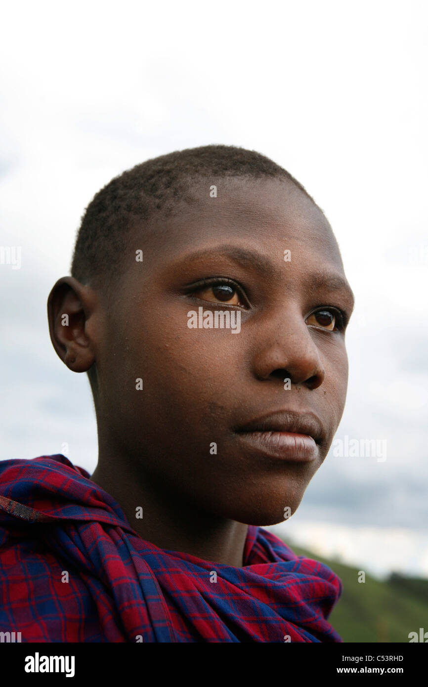 A young Masai boy in Arusha, Tanzania. Stock Photo