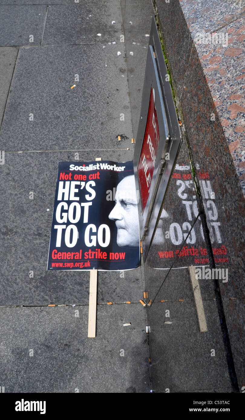 Placard from anti government protest Stock Photo