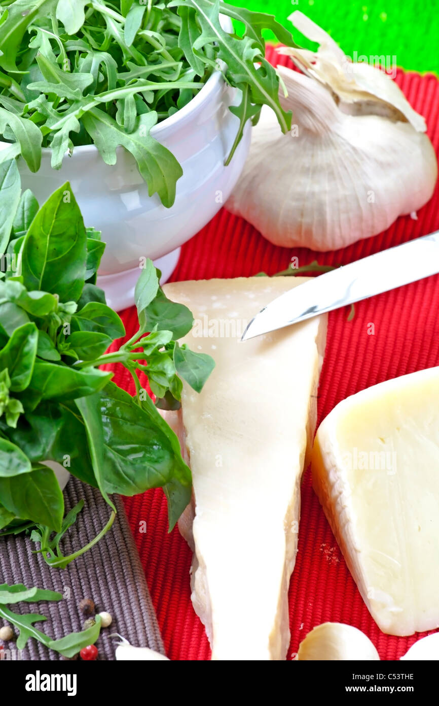 Fresh ingredients for an Italian pesto Stock Photo