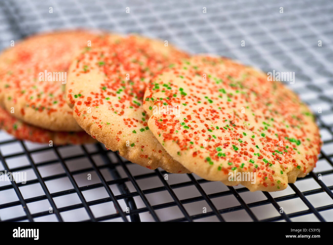 Christmas Sugar Cookies with red and green sprinkles Stock Photo Alamy