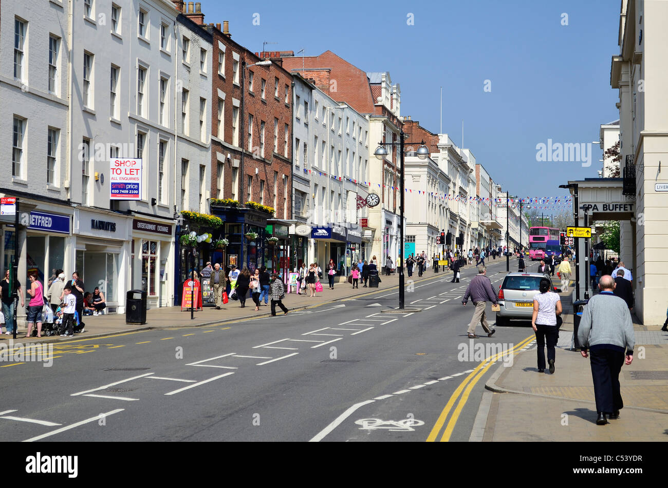 Leamington Spa, Warwickshire, UK. View of the Parade, town centre. Stock Photo
