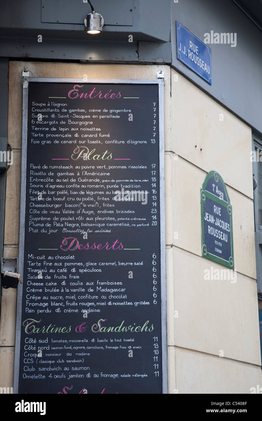 French Menu Board in Paris Restaurant, France Stock Photo Alamy